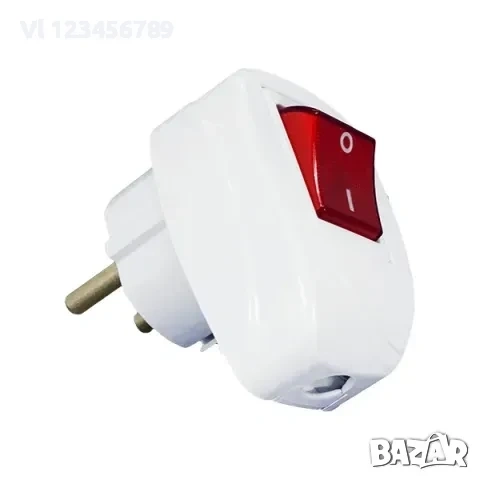 Разклонител без кабел с щепсел и ключ 1 контакт 250 V, 16 A, бял, IP 20 