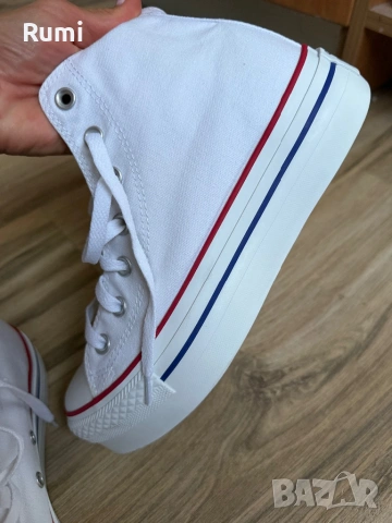 Оригинални чисто бели Кецове Converse Platform ! 39 н, снимка 3 - Кецове - 54656950