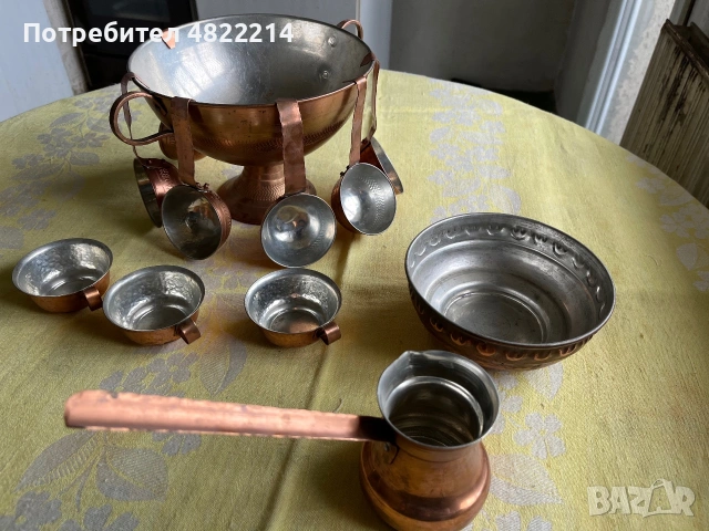 Нов медно калайдисан комплект за кафе и ракия 