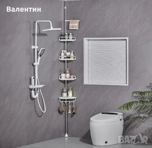 Телескопична ъглова етажерка за баня SONGMICS, снимка 2 - Етажерки - 55292387