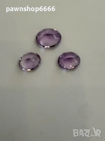 Лот естествени фасетирани аметисти – 7.85 ct (3 броя) – отлична шлифовка, снимка 8 - Бижутерийни комплекти - 55482883