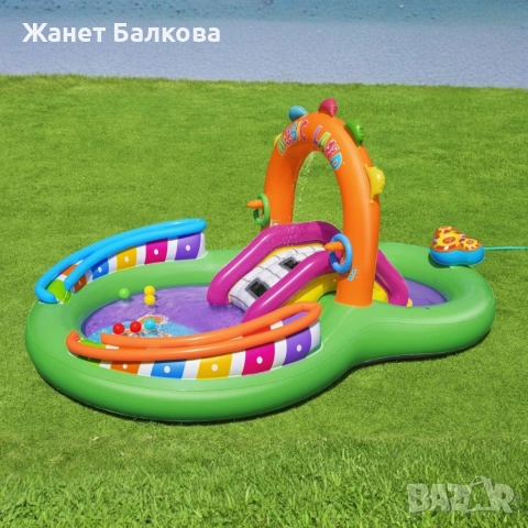Надуваем детски воден парк с пързалка, фонтан и музикални игри – 295 x 190 x 137 см, снимка 7 - Надуваеми играчки - 54868413