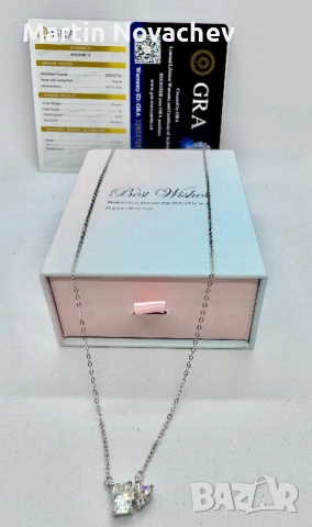 Сребърно колие с мойсанит (Диамант) 1.5 карата, снимка 9 - Колиета, медальони, синджири - 54129852