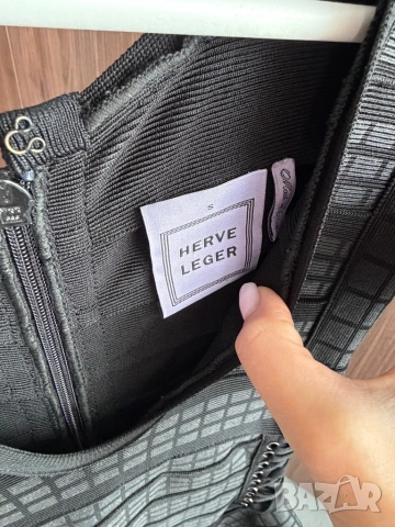 Оригинална луксозна бандажна рокля Herve Leger, размер S, снимка 5 - Рокли - 54622130