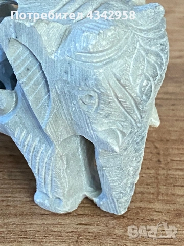 🐘 Винтидж декоративен слон от ажурно резбован агрски мрамор (Индия, около 1990 г.) , снимка 5 - Антикварни и старинни предмети - 54593773