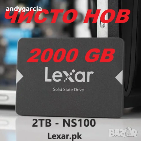  2TB Lexar NS100 SSD диск сив SATA 6 Gb/s, 2.5” скорост четене до 550MB/s 2tb 2ТБ 2тб 100% здраве 