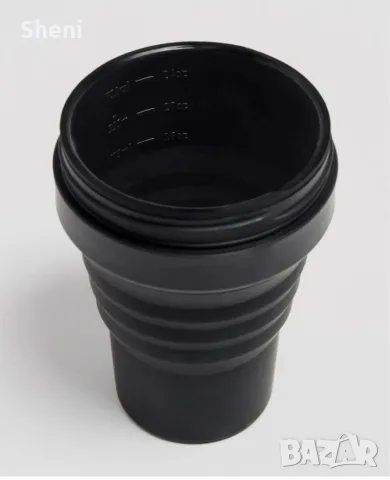Нова сгъваема чаша Stojo (24 oz) от Платинен медицински LFGB Силикон – Черна, снимка 13 - Чаши - 55695125