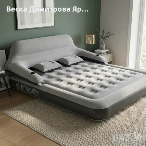 Надуваемо легло Queen Size с облегалка и възглавници – Луксозен комфорт за дом, къмпинг и гости, снимка 3 - Надуваеми легла - 55408013