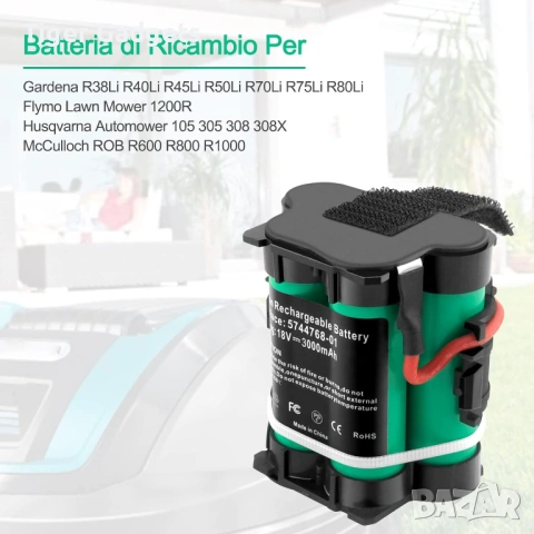 Батерия ADVTRONICS 18V 3.0Ah за роботизирани косачки Gardena, Husqvarna и McCulloch, снимка 5 - Други - 54923998