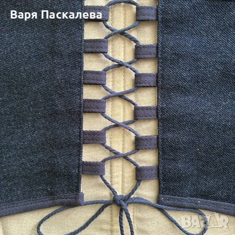 Ръчно изработен Denim корсет (100% памук), М-размер, снимка 6 - Корсети, бюстиета, топове - 55217043