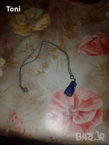 сребърен синджир с камък лазурит ,лапис лазули