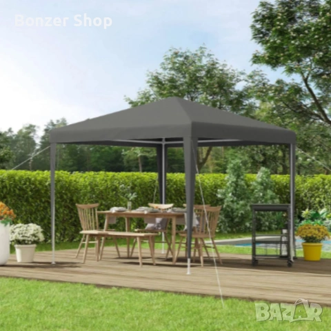 Сгъваема градинска шатра 3x3 м – Здрава метална конструкция, регулируема височина, снимка 2 - Градински мебели, декорация  - 54172851
