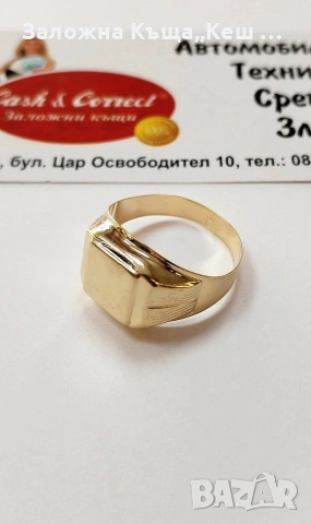 Златен мъжки пръстен 14К.Тегло 3.80 гр.Размер 65.Цена 285 €., снимка 2 - Пръстени - 54908960