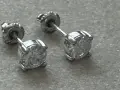 Руски сребърни обеци с лабораторен диамант , снимка 7