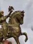 Масивна винтидж  бронзова статуетка изобразяваща соколарка на кон по време на лов, снимка 9