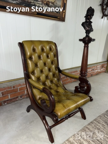 Chesterfield/Честърфийлд  Handmade – Класическо кресло с висока облегалка, снимка 4 - Дивани и мека мебел - 55398044