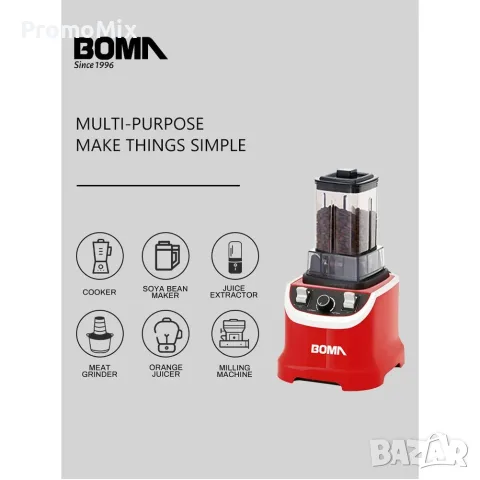 Кухненски уред 6в1 Boma BM 777 1500W Блендер Чопър Кафе мелачка Мултифункционален уред , снимка 5 - Кухненски роботи - 55350593