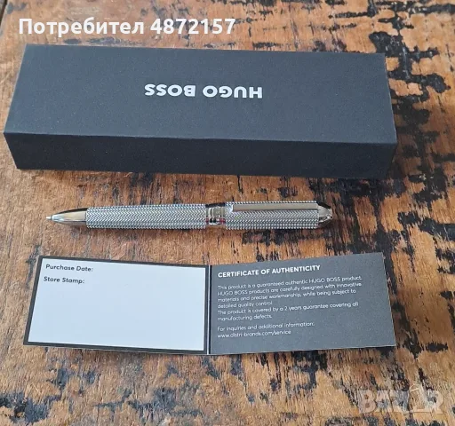 химикалка HUGO BOSS Elemental сребро метал с шарки тип рибена кост, снимка 2 - Колекции - 55577767