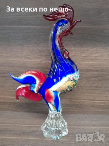 Murano Italy   Glass Cockerel “Французинът” Код P2592, снимка 3 - Декорация за дома - 54814418