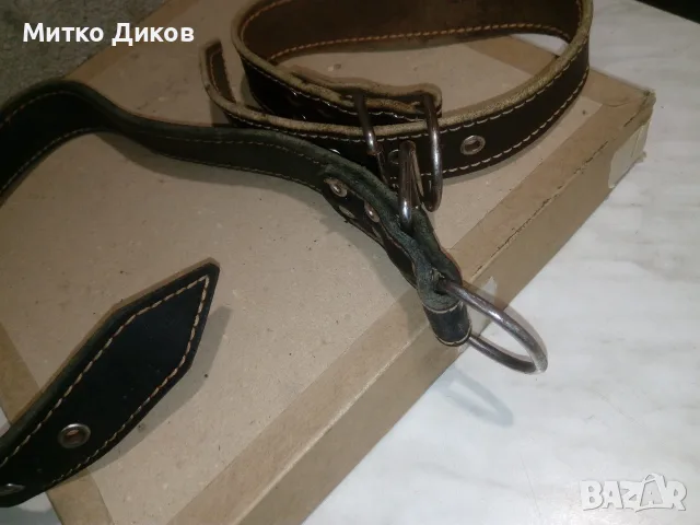 Нашийници естествена кожа дебели 6мм дълги 70см на 37 мм ширина като нови, снимка 3 - За кучета - 55413274