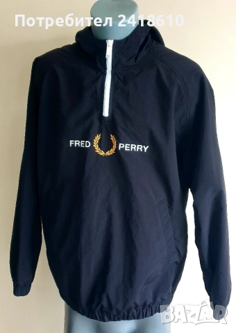 Fred Perry Embroidered Overhead Shell Jacket Half Zip Mens Size M НОВО! ОРИГИНАЛ! Мъжкo Анорак Яке !, снимка 12 - Якета - 53716299
