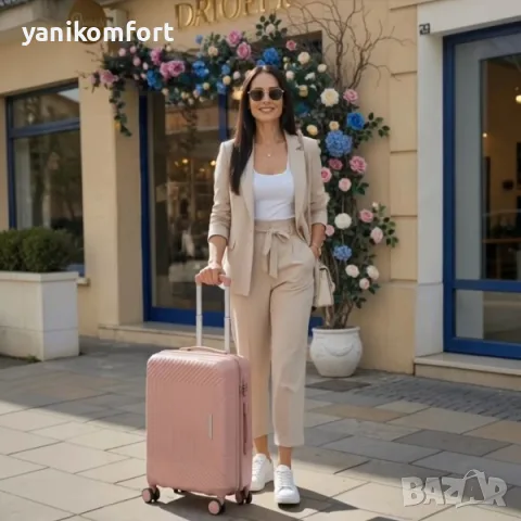 Куфар за ръчен багаж 55x40x23 PP 88001 – твърд куфар с 4 колела и TSA заключване , снимка 2 - Куфари - 55624480