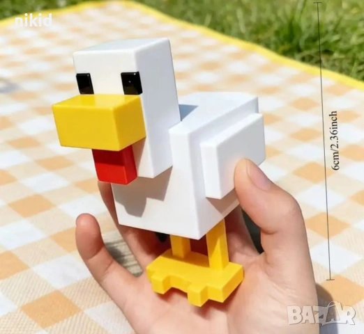 3D minecraft chicken Пикселна фигурка статуетка Пиле Майнкрафт за игра и украса торта играчка, снимка 3 - Фигурки - 54416839