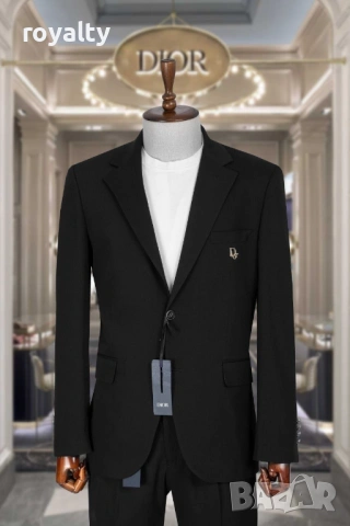 Christian Dior Луксозен Мъжки Черен Костюм Клас Оригинал