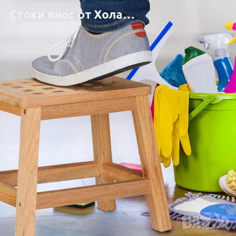 Дървено стъпало/табуретка от естествено дърво, ниска поставка за цветя Relaxdays , снимка 2 - Други - 55574949