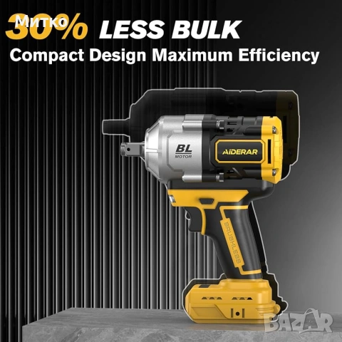 20V безжичен ударен гайковерт за батерия DeWalt, 1500Nm (1106 Ft-Lbs) 1/2" безчетков ударен пистолет, снимка 8 - Винтоверти - 55102968