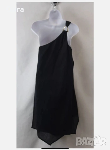 Рокля Michael Kors Textured One Shoulder Gold Detail Dress, снимка 4 - Рокли - 55208098