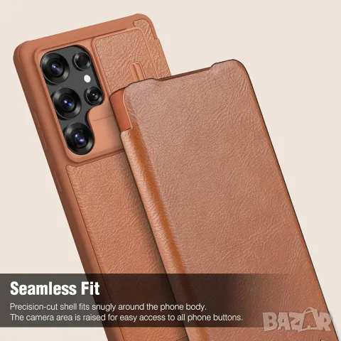 Nillkin Qin Pro кожен калъф със защита на камерата - Samsung S25 Ultra, снимка 7 - Калъфи, кейсове - 55666773
