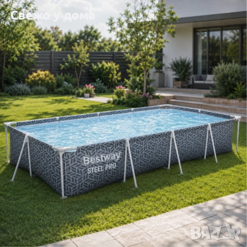 BESTWAY Steel Pro басейн 366x201x66 см с филтърна помпа - 4000 л капацитет, бърз монтаж и здрава мет, снимка 9 - Басейни и аксесоари - 54853934