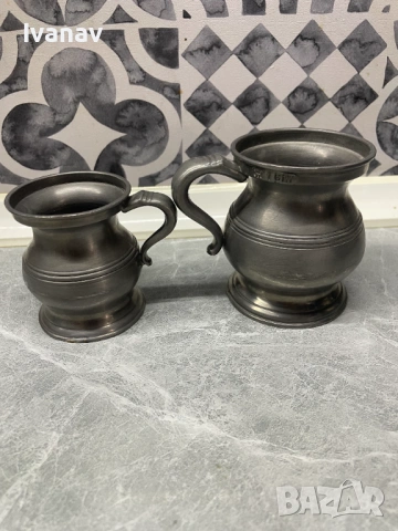 Комплект от две оловни мерителни чашки, снимка 2 - Антикварни и старинни предмети - 53975480