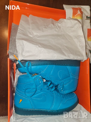 Маратонки Nike Air Jordan 1 Retro Hi “Gatorade” - 45.5 EU / 10.5 UK - Нови - Сини - Уникат!, снимка 2 - Маратонки - 54805144
