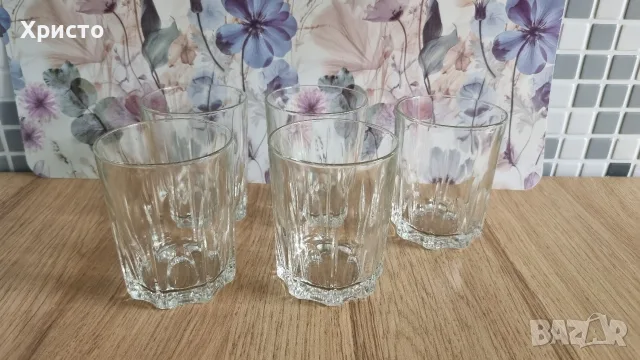 Комплект от 5 бр. ретро стъклени чаши за вода / уиски