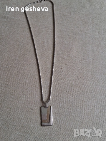 плочка с ланец сребро и позлата, снимка 2 - Колиета, медальони, синджири - 54353568