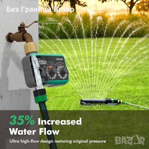 Нов Таймер за поливане с месингов вход и изход 3 режима за маркуч 480 минути ръчен и дъждовен, снимка 7 - Напояване - 54069103