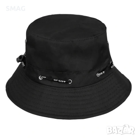 Мъжка шапка тип bucket черна с шнур_1249793