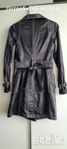 МАНТО ЧЕРНО С БЕЛИ ШЕВОВЕ, снимка 2 - Палта, манта - 54236931