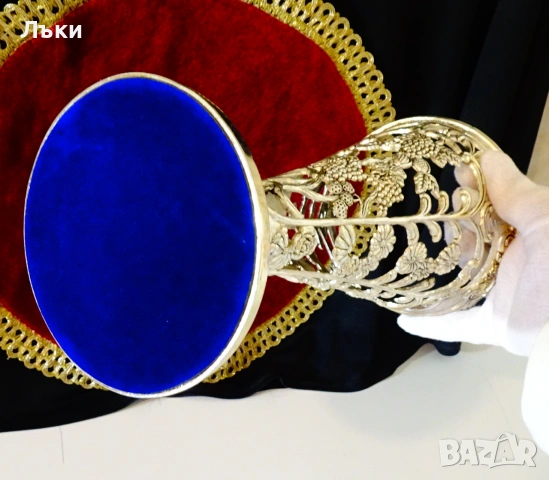 Посребрена ваза,лози,грозде,Art Nouveau , снимка 10 - Вази - 55102643