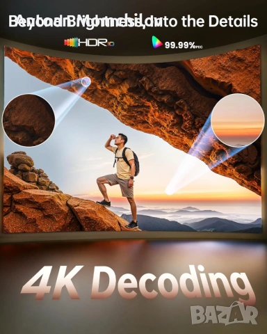 Проектор TOPTRO A1 Smart 4K WiFi 6 Netflix, снимка 5 - Плейъри, домашно кино, прожектори - 54805345