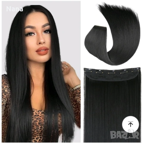 Черни треси екстеншън Дължина 60см Цена 21€, снимка 8 - Аксесоари за коса - 54183114