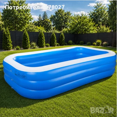 Надуваем семеен басейн 210 × 135 × 56 см – Здрав PVC материал и 3 въздушни камери, снимка 9 - Басейни и аксесоари - 55664167