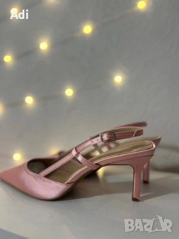 Нови елегантни сатенени обувки – цвят Пудра, снимка 5 - Дамски обувки на ток - 53992286