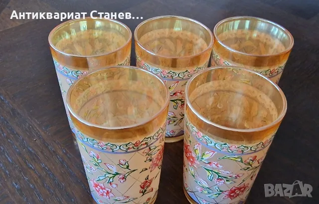 Винтидж комплект от 5 чаши за безалкохолно / вода, снимка 3 - Чаши - 55316646