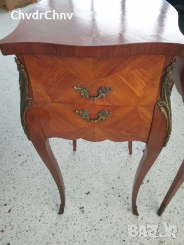 2бр-чифт стари френски дървени конзолни масички-шкафчета за легло, снимка 6 - Шкафове - 54091644