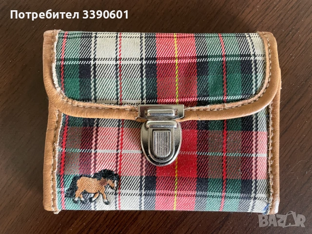 Портмоне, ретро тартан с конче