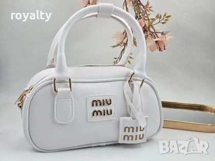 Miu Miu Нова Бяла Кожена Дамска Чанта Миу Миу 