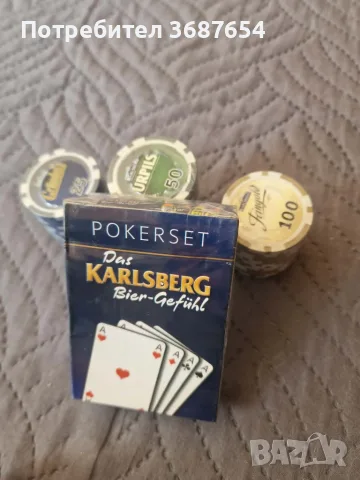 Колекционерски покер комплект Karlsberg – карти и чипове, снимка 2 - Карти за игра - 55624739
